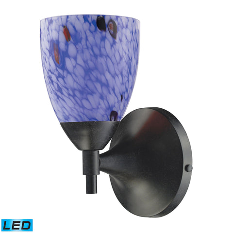 Celina 1 Light LED Sconce In Dark Rust And Starburst Blue Glass