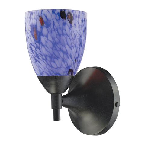 Celina 1 Light Sconce In Dark Rust And Starburst Blue Glass