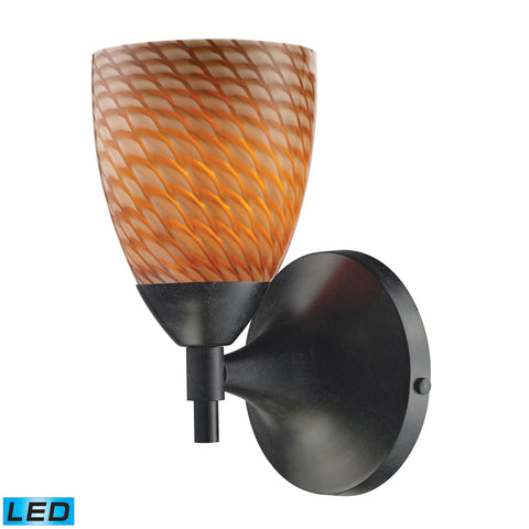 Celina 1 Light LED Sconce In Dark Rust And Cocoa Glass