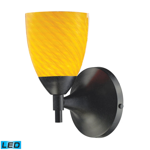 Celina 1 Light LED Sconce In Dark Rust And Canary Glass