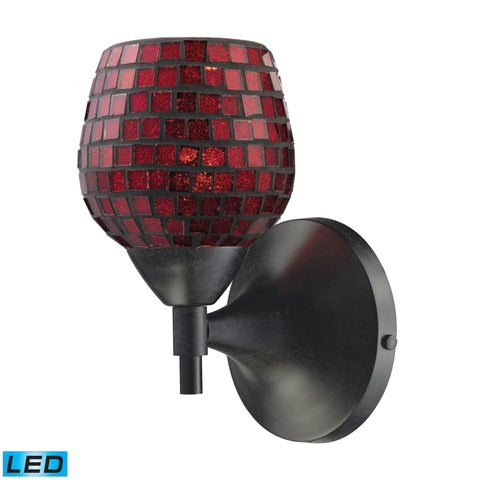 Celina 1 Light LED Sconce In Dark Rust And Copper Glass