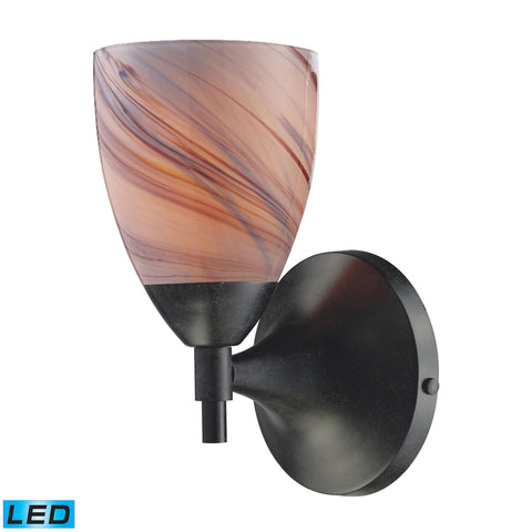 Celina 1 Light LED Sconce In Dark Rust And Creme Glass