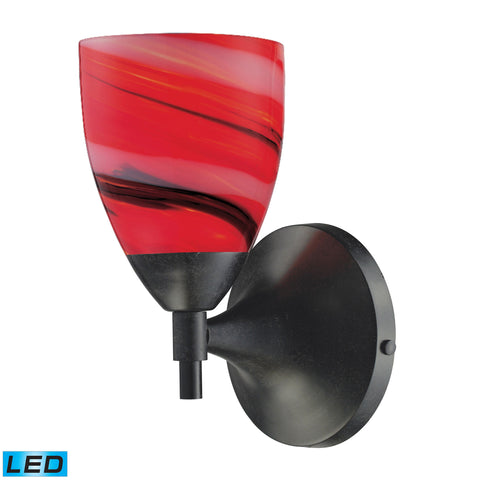 Celina 1 Light LED Sconce In Dark Rust And Candy Glass