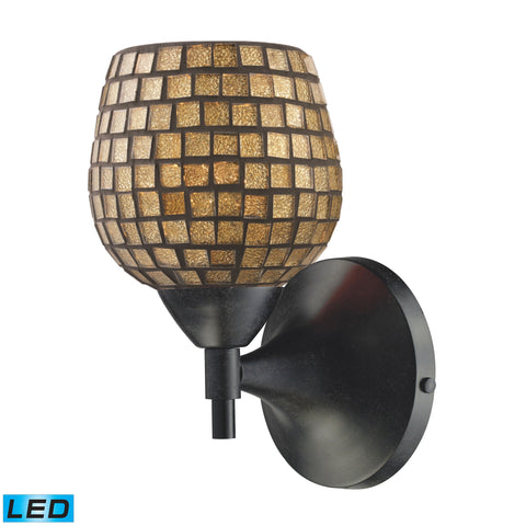 Celina 1 Light LED Sconce In Dark Rust And Gold Glass