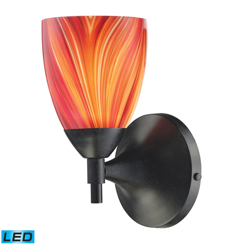 Celina 1 Light LED Sconce In Dark Rust And Multi Glass