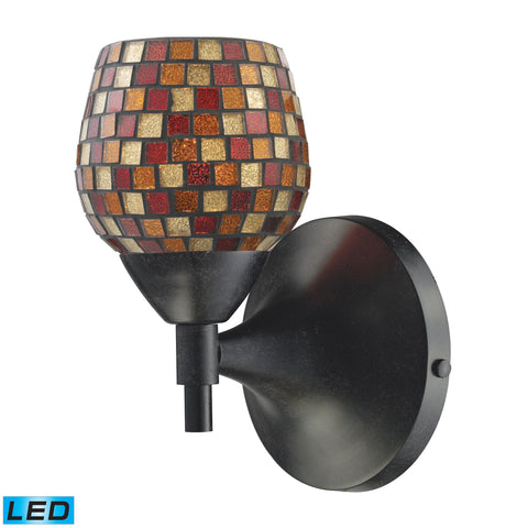 Celina 1 Light LED Sconce In Dark Rust And Multi Fusion Glass