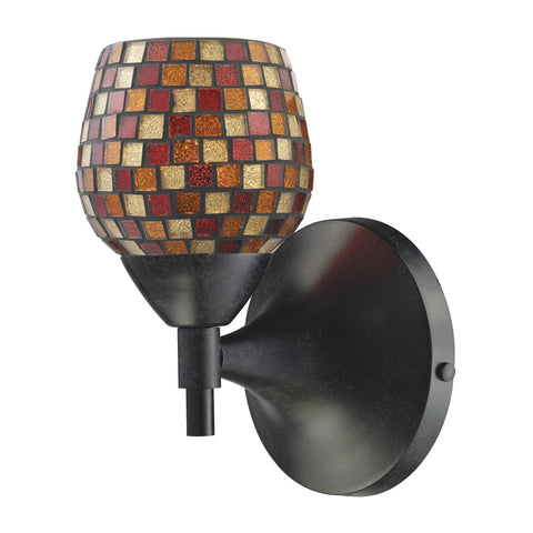 Celina 1 Light Sconce In Dark Rust And Multi Fusion Glass