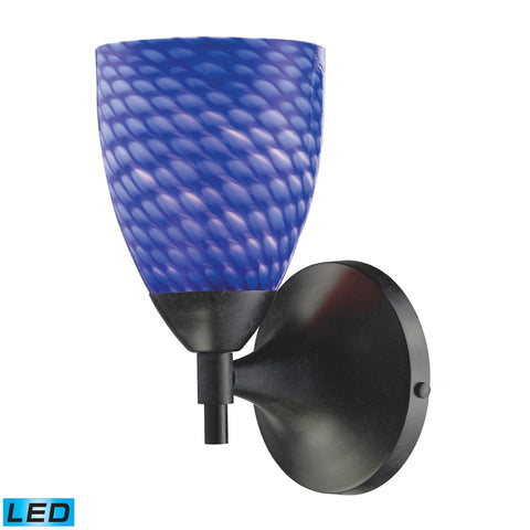 Celina 1 Light LED Sconce In Dark Rust And Sapphire Glass