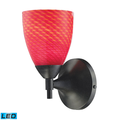 Celina 1 Light LED Sconce In Dark Rust And Scarlet Red Glass