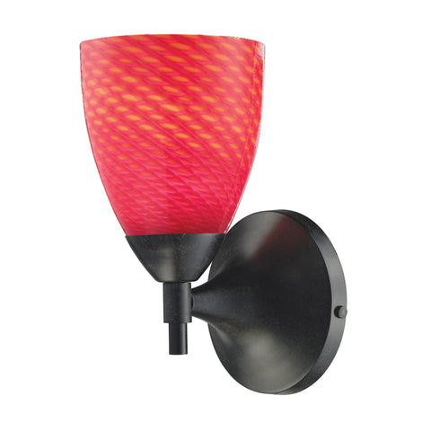 Celina 1 Light Sconce In Dark Rust And Scarlet Red Glass
