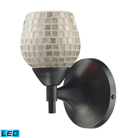 Celina 1 Light LED Sconce In Dark Rust And Silver Glass