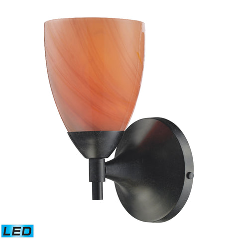 Celina 1 Light LED Sconce In Dark Rust And Sandy Glass