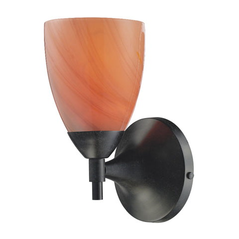 Celina 1 Light Sconce In Dark Rust And Sandy Glass