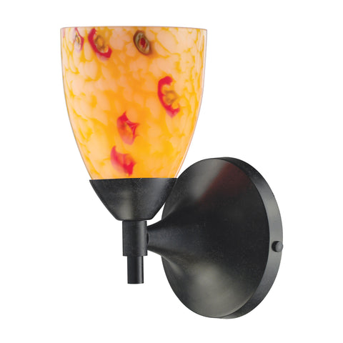 Celina 1 Light Sconce In Dark Rust And Yellow Glass