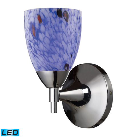 Celina 1 Light LED Sconce In Polished Chrome And Starburst Blue Glass