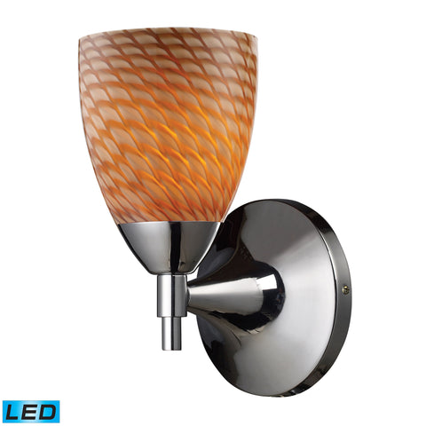 Celina 1 Light LED Sconce In Polished Chrome And Cocoa Glass