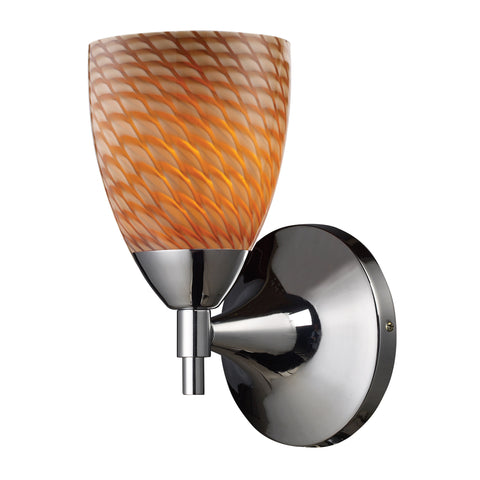 Celina 1 Light Sconce In Polished Chrome And Cocoa Glass