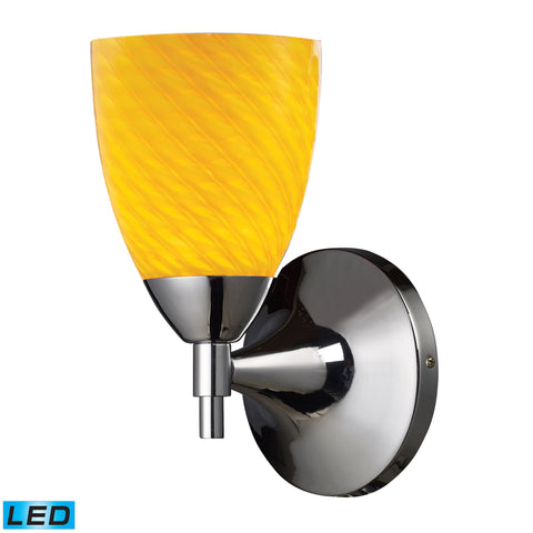 Celina 1 Light LED Sconce In Polished Chrome And Canary Glass