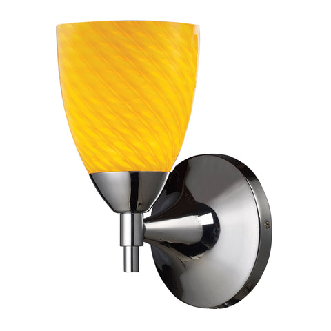 Celina 1 Light Sconce In Polished Chrome And Canary Glass