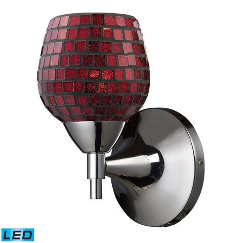 Celina 1 Light LED Sconce In Polished Chrome And Copper Glass