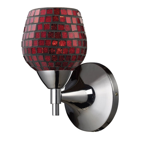 Celina 1 Light Sconce In Polished Chrome And Copper Glass