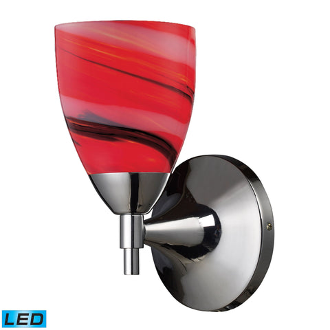 Celina 1 Light LED Sconce In Polished Chrome And Sandy Glass