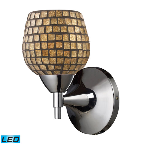 Celina 1 Light LED Sconce In Polished Chrome And Gold Glass