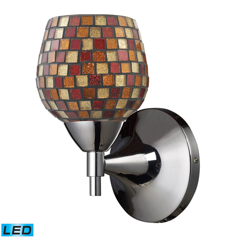 Celina 1 Light LED Sconce In Polished Chrome And Multi Fusion Glass
