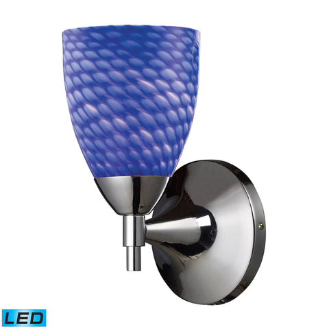 Celina 1 Light LED Sconce In Polished Chromew And Sapphire Glass