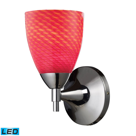 Celina 1 Light LED Sconce In Polished Chrome And Scarlet Red Glass