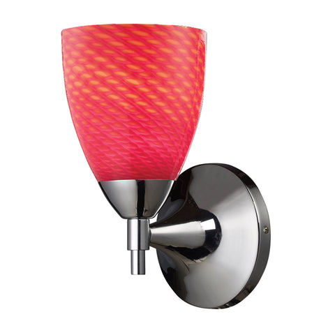 Celina 1 Light Sconce In Polished Chrome And Scarlet Red Glass