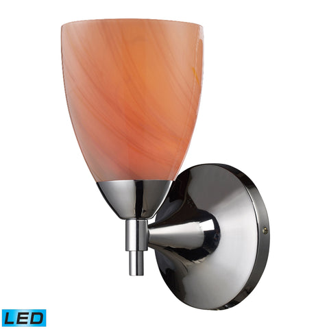 Celina 1 Light LED Sconce In Polished Chrome And Sandy Glass