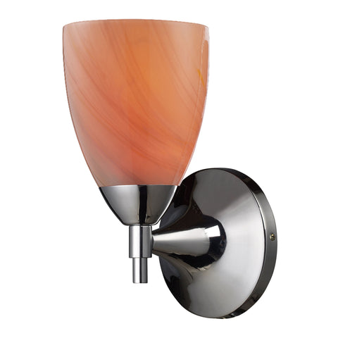 Celina 1 Light Sconce In Polished Chrome And Sandy Glass