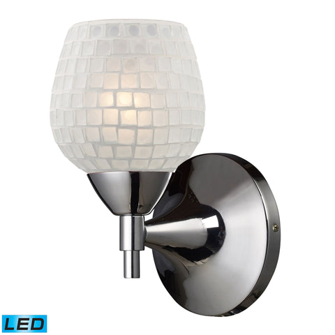 Celina 1 Light LED Sconce In Polished Chrome And White