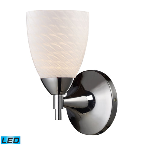 Celina 1 Light LED Sconce In Polished Chrome And White Swirl Glass