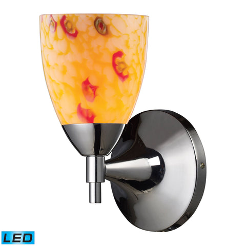 Celina 1 Light LED Sconce In Polished Chrome And Yellow Glass
