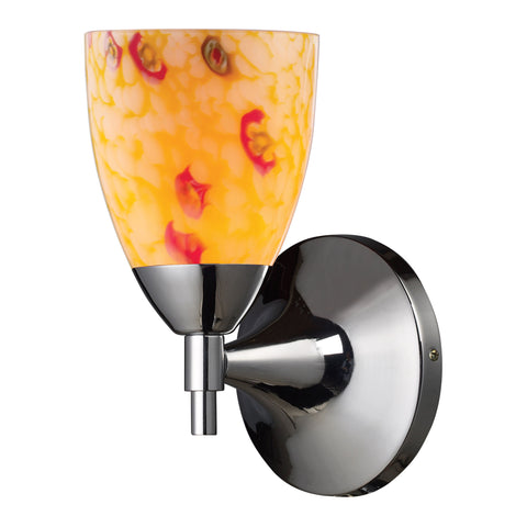 Celina 1 Light Sconce In Polished Chrome And Yellow Glass