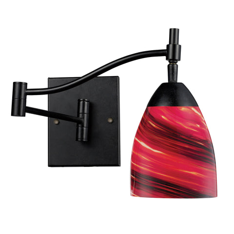 Celina 1 Light Swingarm Sconce In Dark Rust And Autumn Glass