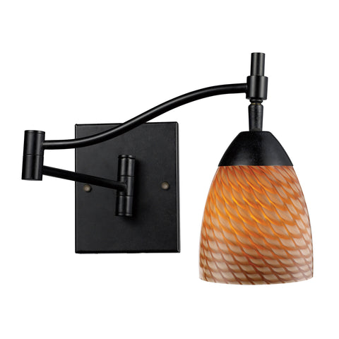 Celina 1 Light Swingarm Sconce In Dark Rust And Cocoa Glass