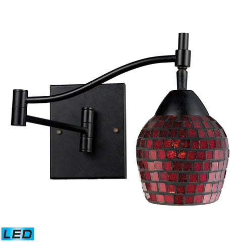 Celina 1 Light Swingarm LED Sconce In Dark Rust And Copper Glass