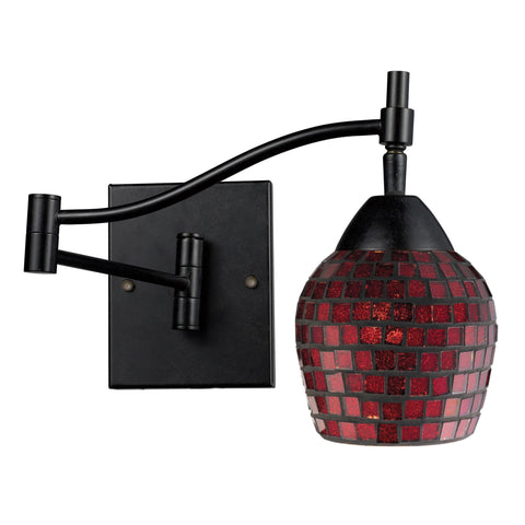 Celina 1 Light Swingarm Sconce In Dark Rust And Copper Glass