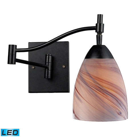 Celina 1 Light Swingarm LED Sconce In Dark Rust And Creme Glass