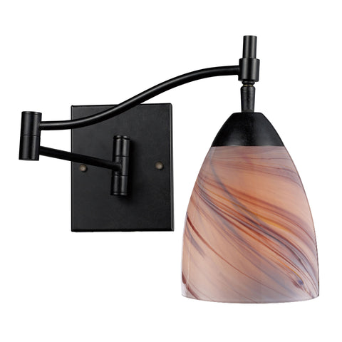 Celina 1 Light Sswingarm Sconce In Dark Rust And Creme Glass