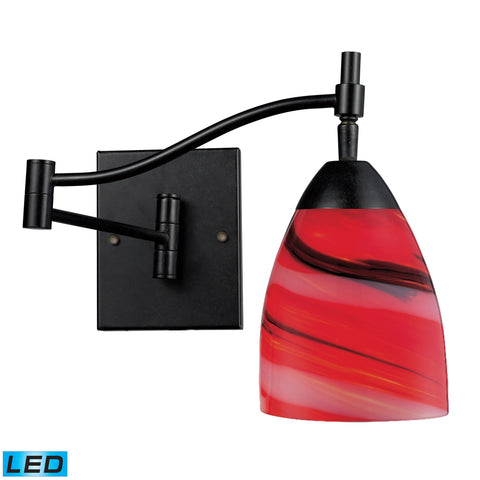 Celina 1 Light Swingarm LED Sconce In Dark Rust And Candy Glass