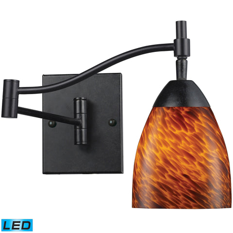 Celina 1 Light Swingarm LED Sconce In Dark Rust And Espresso