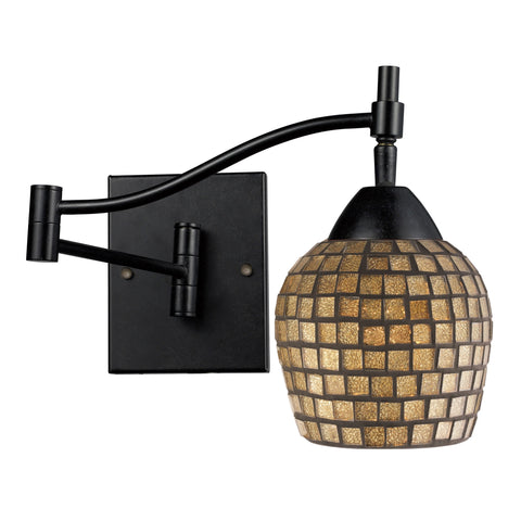 Celina 1 Light Swingarm Sconce In Dark Rust And Gold Leaf