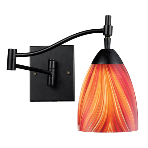 Celina 1 Light Swingarm Sconce In Dark Rust And Multi Glass
