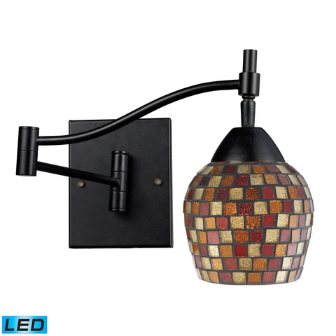 Celina 1 Light Swingarm LED Sconce In Dark Rust And Mountain