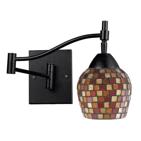 Celina 1 Light Swingarm Sconce In Dark Rust And Multi Fusion Glass