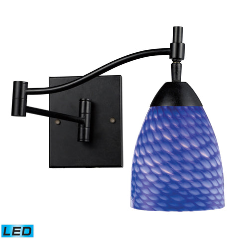 Celina 1 Light Swingarm Sconce In Dark Rust And Sapphire Glass